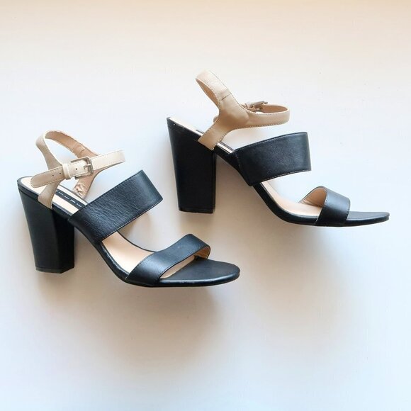 Steve Madden Carisa Black & Nude Slingback Open Toe Sturdy Heel Sandals Shoes 10 - Picture 13 of 13